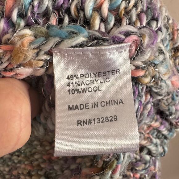 Lovers and Friends Rainbow Pastel Chunky Knit Multi Colored Cardigan Size Medium - Picture 5 of 8